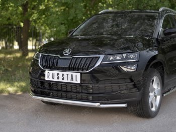 18 999 р. Защита переднего бампера (2 трубы Ø42 мм, нержавейка) SLITKOFF  Skoda Karoq  NU7 (2017-2021) дорестайлинг  с доставкой в г. Керчь. Увеличить фотографию 2