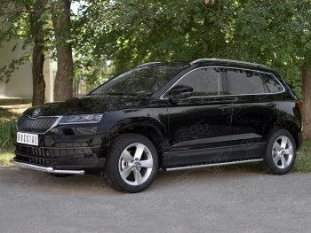 18 999 р. Защита переднего бампера (2 трубы Ø42 мм, нержавейка) SLITKOFF  Skoda Karoq  NU7 (2017-2021) дорестайлинг  с доставкой в г. Керчь. Увеличить фотографию 3