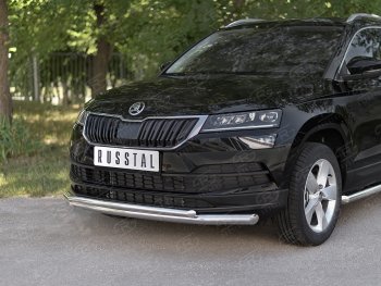 21 899 р. Защита переднего бампера (2 трубы Ø63 и 42 мм, нержавейка) SLITKOFF Skoda Karoq NU7 дорестайлинг (2017-2021)  с доставкой в г. Керчь. Увеличить фотографию 2