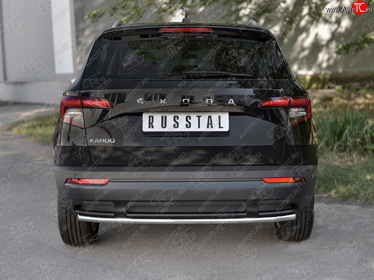14 549 р. Защита заднего бампера (Ø42 мм, нержавейка) SLITKOFF  Skoda Karoq  NU7 (2017-2021) дорестайлинг  с доставкой в г. Керчь