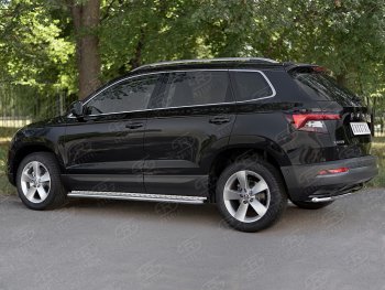 14 549 р. Защита заднего бампера (Ø42 мм, нержавейка) SLITKOFF  Skoda Karoq  NU7 (2017-2021) дорестайлинг  с доставкой в г. Керчь. Увеличить фотографию 4