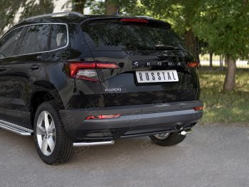 12 599 р. Защита заднего бампера (Ø42 мм уголки, нержавейка) SLITKOFF  Skoda Karoq  NU7 (2017-2021) дорестайлинг  с доставкой в г. Керчь. Увеличить фотографию 2
