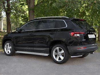 12 599 р. Защита заднего бампера (Ø42 мм уголки, нержавейка) SLITKOFF  Skoda Karoq  NU7 (2017-2021) дорестайлинг  с доставкой в г. Керчь. Увеличить фотографию 4
