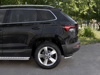 12 599 р. Защита заднего бампера (Ø42 мм уголки, нержавейка) SLITKOFF  Skoda Karoq  NU7 (2017-2021) дорестайлинг  с доставкой в г. Керчь. Увеличить фотографию 3