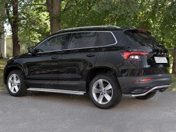 14 999 р. Защита заднего бампера (Ø42 мм волна, нержавейка) SLITKOFF  Skoda Karoq  NU7 (2017-2021) дорестайлинг  с доставкой в г. Керчь. Увеличить фотографию 4