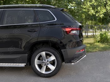 14 999 р. Защита заднего бампера (Ø42 мм волна, нержавейка) SLITKOFF  Skoda Karoq  NU7 (2017-2021) дорестайлинг  с доставкой в г. Керчь. Увеличить фотографию 3