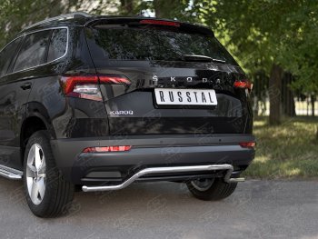 14 999 р. Защита заднего бампера (Ø42 мм волна, нержавейка) SLITKOFF  Skoda Karoq  NU7 (2017-2021) дорестайлинг  с доставкой в г. Керчь. Увеличить фотографию 2