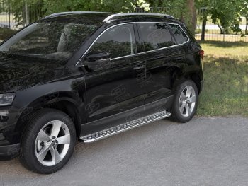 24 649 р. Пороги SLITKOFF d42 с листом  Skoda Karoq  NU7 (2017-2025) дорестайлинг, рестайлинг (лист алюминий, труба нержавейка)  с доставкой в г. Керчь. Увеличить фотографию 2