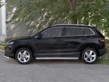 24 649 р. Пороги SLITKOFF d42 с листом  Skoda Karoq  NU7 (2017-2025) дорестайлинг, рестайлинг (лист алюминий, труба нержавейка)  с доставкой в г. Керчь. Увеличить фотографию 3