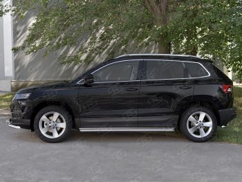 35 549 р. Пороги SLITKOFF d42 с листом  Skoda Karoq  NU7 (2017-2025) дорестайлинг, рестайлинг (лист нержавейка, труба нержавейка)  с доставкой в г. Керчь. Увеличить фотографию 3