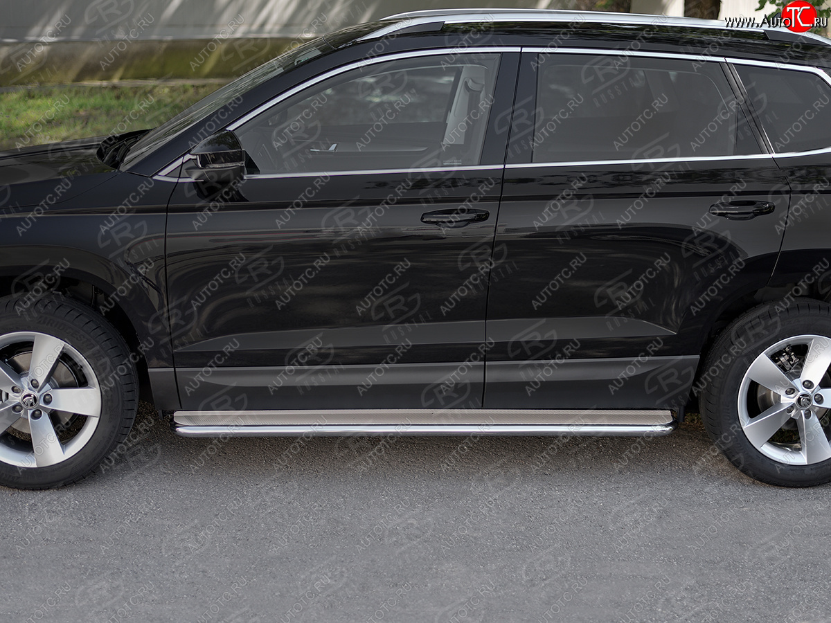 35 549 р. Пороги SLITKOFF d42 с листом  Skoda Karoq  NU7 (2017-2025) дорестайлинг, рестайлинг (лист нержавейка, труба нержавейка)  с доставкой в г. Керчь