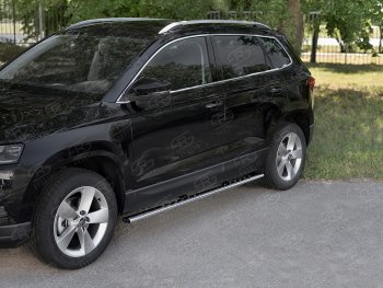 16 649 р. Защита порогов Russtal труба 75х42 овал с проступью Skoda Karoq NU7 дорестайлинг (2017-2021)  с доставкой в г. Керчь. Увеличить фотографию 2