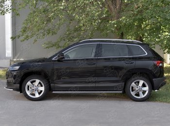 16 649 р. Защита порогов Russtal труба 75х42 овал с проступью Skoda Karoq NU7 дорестайлинг (2017-2021)  с доставкой в г. Керчь. Увеличить фотографию 3