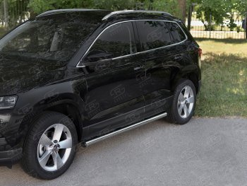 18 799 р. Защита порогов на SLITKOFF труба d63 Skoda Karoq NU7 дорестайлинг (2017-2021) (защита порогов с заглушками на торцах)  с доставкой в г. Керчь. Увеличить фотографию 2