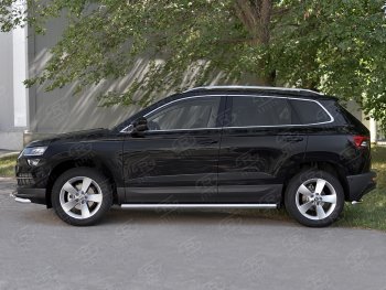 19 999 р. Защита порогов на SLITKOFF труба d63  Skoda Karoq  NU7 (2017-2025) дорестайлинг, рестайлинг (защита порогов с закругленными торцами)  с доставкой в г. Керчь. Увеличить фотографию 3