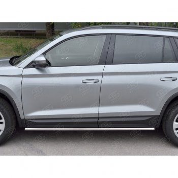 17 999 р. Пороги накладки труба d42 (v 1) SLITKOFF  Skoda Kodiaq  NU7 (2017-2021) дорестайлинг (Неокрашенные)  с доставкой в г. Керчь. Увеличить фотографию 2
