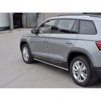 17 999 р. Пороги накладки труба d42 (v 1) SLITKOFF  Skoda Kodiaq  NU7 (2017-2021) дорестайлинг (Неокрашенные)  с доставкой в г. Керчь. Увеличить фотографию 3