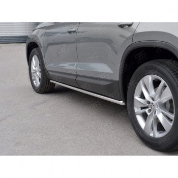 17 999 р. Пороги накладки труба d42 (v 1) SLITKOFF  Skoda Kodiaq  NU7 (2017-2021) дорестайлинг (Неокрашенные)  с доставкой в г. Керчь. Увеличить фотографию 4