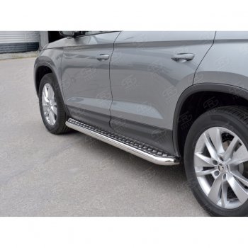25 499 р. Пороги труба d63 с листом (Лист алюм, проф.сталь) (v2) SLITKOFF  Skoda Kodiaq  NU7 (2017-2021) дорестайлинг  с доставкой в г. Керчь. Увеличить фотографию 4