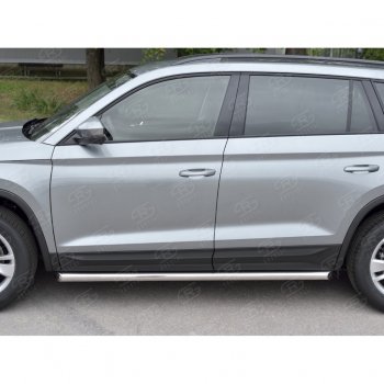 19 999 р. Защита порогов (Ø63 мм) SLITKOFF  Skoda Kodiaq  NU7 (2017-2021) дорестайлинг (Вариант 1 (скошенные торцы под 45°))  с доставкой в г. Керчь. Увеличить фотографию 2