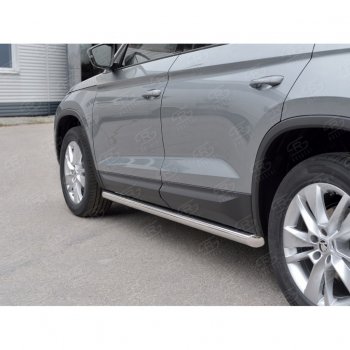 19 999 р. Защита порогов (Ø63 мм) SLITKOFF  Skoda Kodiaq  NU7 (2017-2021) дорестайлинг (Вариант 1 (скошенные торцы под 45°))  с доставкой в г. Керчь. Увеличить фотографию 4