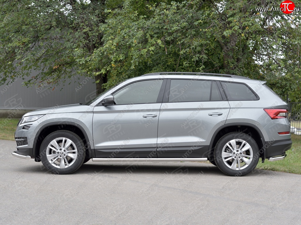 19 999 р. Пороги труба d63 (v3) SLITKOFF  Skoda Kodiaq  NU7 (2017-2021) дорестайлинг  с доставкой в г. Керчь