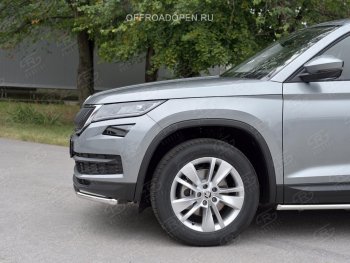 17 849 р. Защита переднего бампера (Ø63 мм, нержавейка) SLITKOFF  Skoda Kodiaq  NU7 (2017-2021) дорестайлинг  с доставкой в г. Керчь. Увеличить фотографию 2