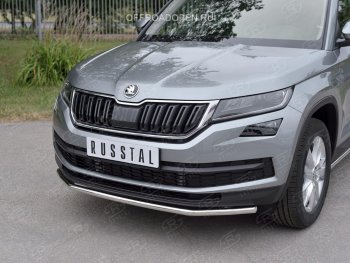 17 849 р. Защита переднего бампера (Ø63 мм, нержавейка) SLITKOFF  Skoda Kodiaq  NU7 (2017-2021) дорестайлинг  с доставкой в г. Керчь. Увеличить фотографию 3