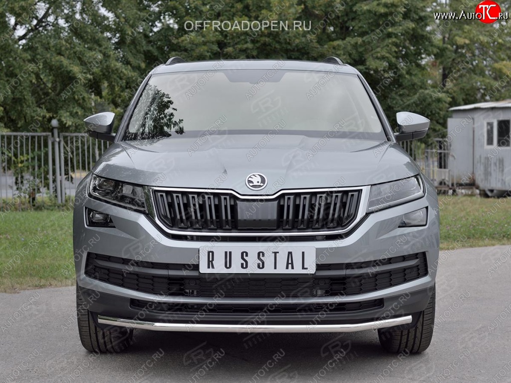 17 849 р. Защита переднего бампера (Ø63 мм, нержавейка) SLITKOFF  Skoda Kodiaq  NU7 (2017-2021) дорестайлинг  с доставкой в г. Керчь