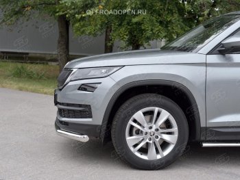 16 499 р. Защита переднего бампера (Ø63 мм, нержавейка) SLITKOFF  Skoda Kodiaq  NU7 (2017-2021) дорестайлинг  с доставкой в г. Керчь. Увеличить фотографию 4