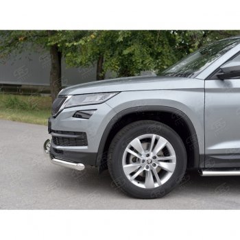16 249 р. Защита переднего бампера (2 трубы Ø63 и 75х42 мм, нержавейка) Russtal Skoda Kodiaq NU7 дорестайлинг (2017-2021)  с доставкой в г. Керчь. Увеличить фотографию 4