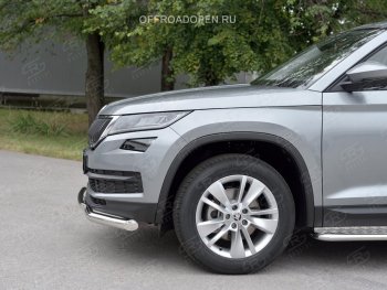 20 999 р. Защита переднего бампера (2 трубы Ø63 и 42 мм, нержавейка) SLITKOFF  Skoda Kodiaq  NU7 (2017-2021) дорестайлинг  с доставкой в г. Керчь. Увеличить фотографию 3