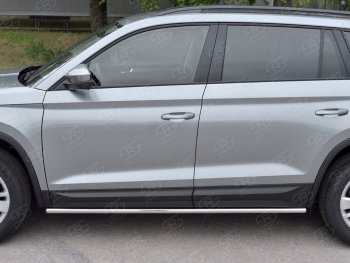 17 999 р. Защита порогов SLITKOFF из круглой трубы диаметром 42 мм v3  Skoda Kodiaq  NU7 (2017-2021) дорестайлинг  с доставкой в г. Керчь. Увеличить фотографию 3