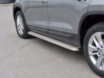 35 549 р. Широкая защита порогов из трубы диаметром 42 мм SLITKOFF v3  Skoda Kodiaq  NU7 (2017-2021) дорестайлинг  с доставкой в г. Керчь. Увеличить фотографию 3