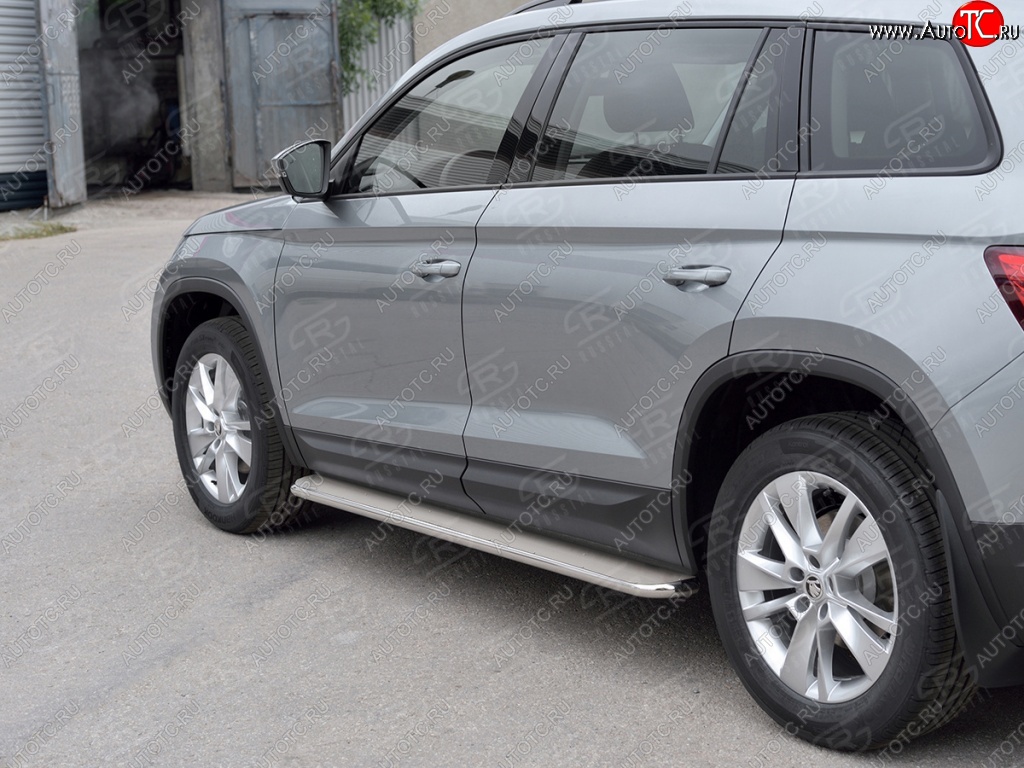 35 549 р. Широкая защита порогов из трубы диаметром 42 мм SLITKOFF v3  Skoda Kodiaq  NU7 (2017-2021) дорестайлинг  с доставкой в г. Керчь