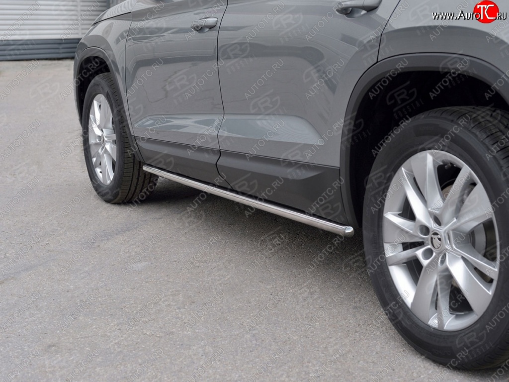 17 999 р. Защита порогов SLITKOFF из круглой трубы диаметром 42 мм v3  Skoda Kodiaq  NU7 (2017-2021) дорестайлинг  с доставкой в г. Керчь