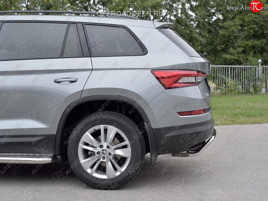 22 349 р. Защита заднего бампера (Ø42 мм волна+зубы, нержавейка) SLITKOFF  Skoda Kodiaq  NU7 (2017-2021) дорестайлинг  с доставкой в г. Керчь