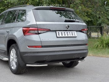 13 849 р. Защита заднего бампера (Ø42 мм, уголки, нержавейка) SLITKOFF  Skoda Kodiaq  NU7 (2017-2021) дорестайлинг  с доставкой в г. Керчь. Увеличить фотографию 3