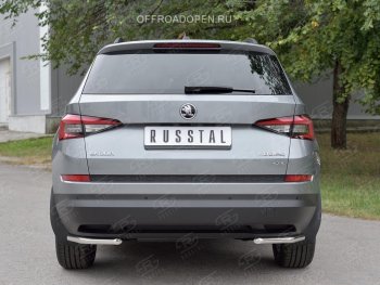 13 849 р. Защита заднего бампера (Ø42 мм, уголки, нержавейка) SLITKOFF  Skoda Kodiaq  NU7 (2017-2021) дорестайлинг  с доставкой в г. Керчь. Увеличить фотографию 4