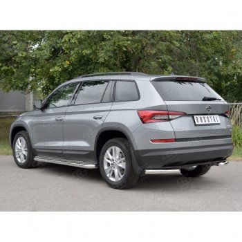 16 349 р. Защита заднего бампера (Ø63 мм уголки, нержавейка) SLITKOFF  Skoda Kodiaq  NU7 (2017-2021) дорестайлинг  с доставкой в г. Керчь. Увеличить фотографию 2