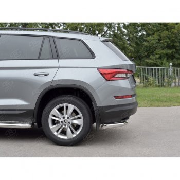 16 349 р. Защита заднего бампера (Ø63 мм уголки, нержавейка) SLITKOFF  Skoda Kodiaq  NU7 (2017-2021) дорестайлинг  с доставкой в г. Керчь. Увеличить фотографию 3