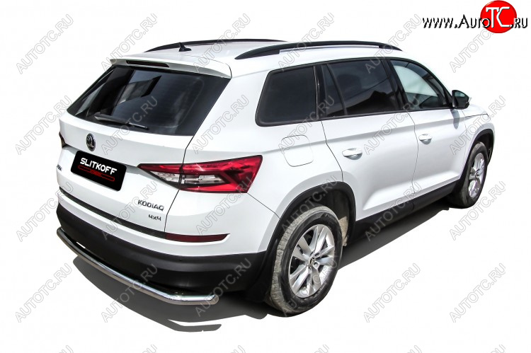 11 649 р. Защита заднего бампера Slitkoff (Ø 57 мм, с гибами)  Skoda Kodiaq  NU7 (2017-2021) дорестайлинг (Нержавеющая сталь)  с доставкой в г. Керчь
