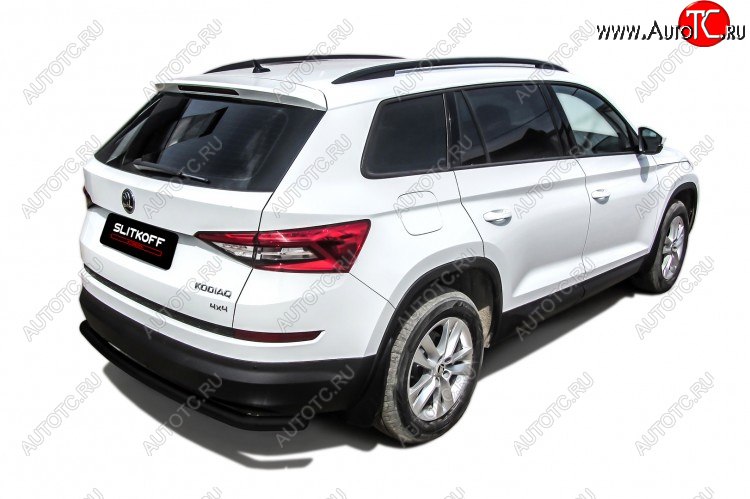 7 999 р. Защита заднего бампера Slitkoff (Ø 57 мм, с гибами) Skoda Kodiaq NU7 дорестайлинг (2017-2021) (Сталь с полимерным покрытием. Цвет: черный)  с доставкой в г. Керчь