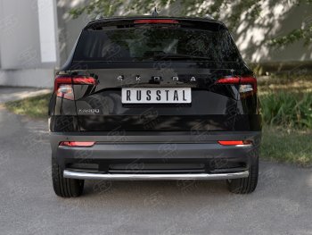 Защита заднего бампера (Ø63 мм, нержавейка) SLITKOFF Skoda Kodiaq  NU7 (2017-2021) дорестайлинг