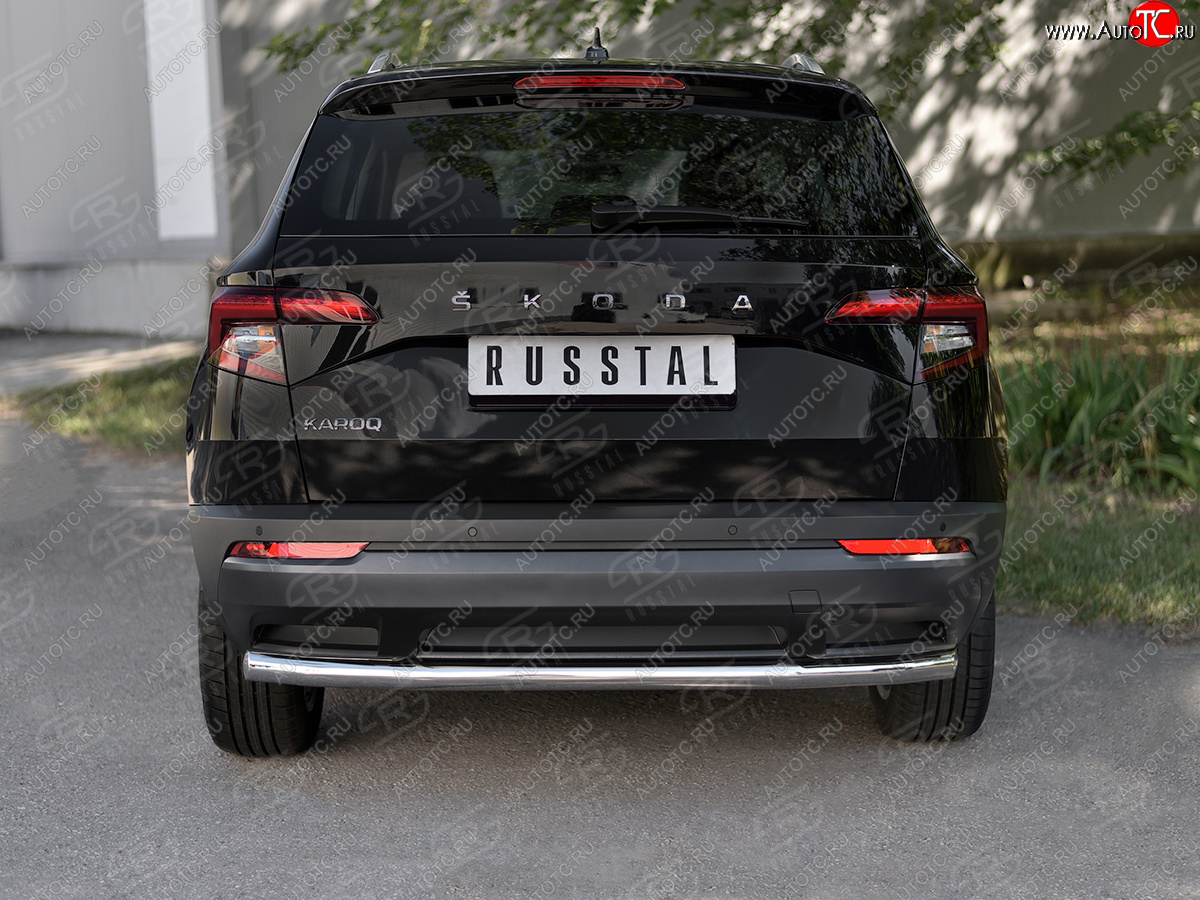 15 249 р. Защита заднего бампера (Ø63 мм, нержавейка) SLITKOFF  Skoda Kodiaq  NU7 (2017-2021) дорестайлинг  с доставкой в г. Керчь
