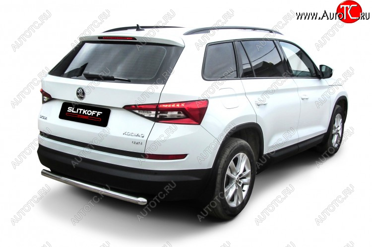 10 299 р. Защита заднего бампера Slitkoff (Ø 57 мм)  Skoda Kodiaq  NU7 (2017-2021) дорестайлинг (Нержавеющая сталь)  с доставкой в г. Керчь
