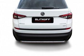 10 299 р. Защита заднего бампера Slitkoff (Ø 57 мм)  Skoda Kodiaq  NU7 (2017-2021) дорестайлинг (Нержавеющая сталь)  с доставкой в г. Керчь. Увеличить фотографию 2