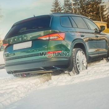 Имитация насадок глушителя MV-Tuning Skoda Kodiaq  NU7 (2017-2021) дорестайлинг (SPACE GRAY (серый глянец))