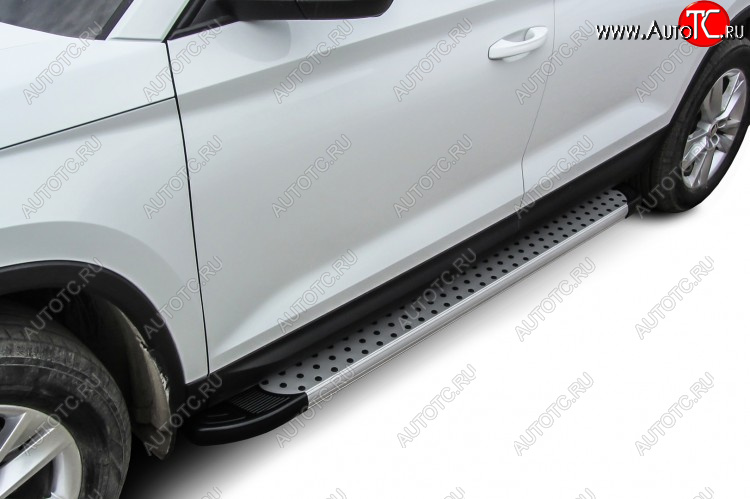 17 399 р. Пороги алюминиевые Slitkoff  Skoda Kodiaq  NU7 (2017-2021) дорестайлинг (Standart Silver)  с доставкой в г. Керчь