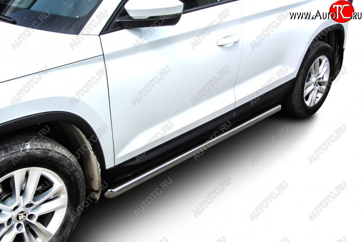 15 849 р. Защита порогов Slitkoff (Ø 57 мм, труба)  Skoda Kodiaq  NU7 (2017-2021) дорестайлинг (Нержавеющая сталь)  с доставкой в г. Керчь
